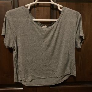 Grey shirt crop top